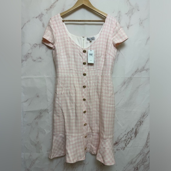NWT Guess Pink Gingham Luca Mini Dress - JLO Marry Me Collection- D28 - Picture 1 of 8